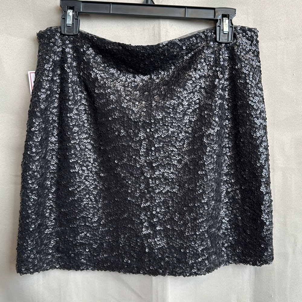 Bisou Bisou NWT Black Sequin Mini Skirt | Straight Fit | Fully Lined | Size L